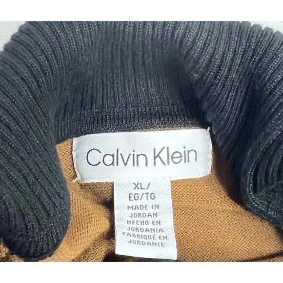 Calvin Klein Turtleneck Sweater Women's XL Colorblock - Picture 7 of 15
